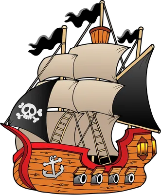пиратский корабль в бою с пушками, которые стреляют и курят Иллюстрация  штока - иллюстрации насчитывающей опасность, включение: 274128626