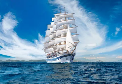 Корабль с белыми парусами, реальное …» — создано в Шедевруме