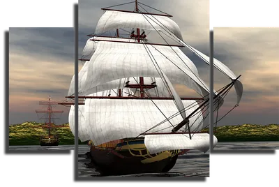 Корабль сувенирный средний «Победа», борта триколор, паруса белые, 32 х  32,5 х 7 см - РусЭкспресс