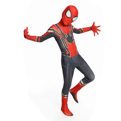 Новый костюм Человека-паука \"Iron Spiderman\" из эластичного спандекса.