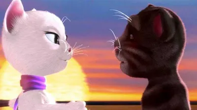 My Talking Tom and Talking Angela Love Story Говорящий кот Том и Анжела ...  | Милые рисунки, Томи, Кот