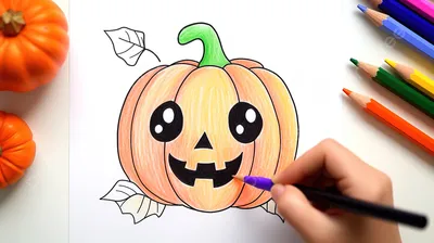 Легкая цветная мультяшная тыква для детей, милые картинки на хэллоуин, которые  можно нарисовать, Хэллоуин фон картинки и Фото для бесплатной загрузки