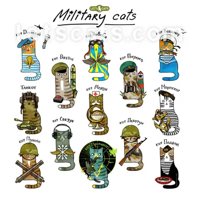 Иллюстрация Военные коты на 23 февряля | Illustrators.ru