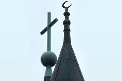 Дэвид и христианский крест, значки полумесяца мусульманские Иллюстрация  вектора - иллюстрации насчитывающей распятие, иудейский: 134320292