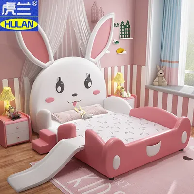 Детская забавная кожаная кровать с мультяшным изображением кроличьей кровати  красная креативная кровать для девочек Детская кровать для девочек |  AliExpress