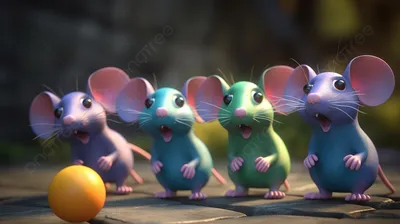 причудливые мультяшные мыши в потрясающем 3d рендеринге, год крысы,  китайский мультфильм, китайский символ фон картинки и Фото для бесплатной  загрузки