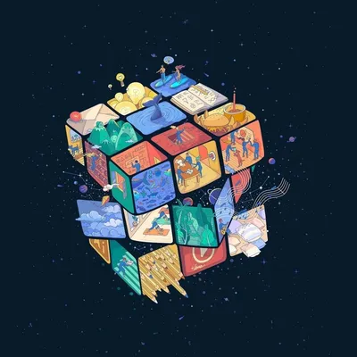 разнообразные значки 3d кубика рубика 2x2 с красочной заливкой, 3d блоки,  креатив 3д, рубик фон картинки и Фото для бесплатной загрузки