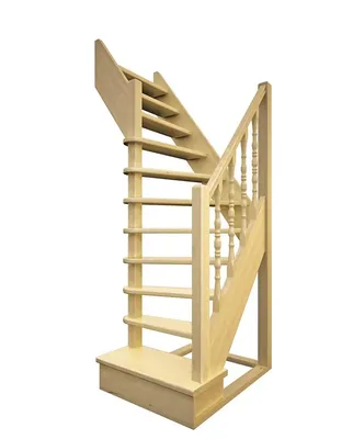 ДЕРЕВЯННАЯ Лестница на второй этаж ЛЕС-91 с забежными ступенями, цена от  27356 рублей — Латель®