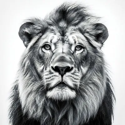 лев в черно белом цвете с замысловатыми узорами в голове, картинка льва для  раскрашивания фон картинки и Фото для бесплатной загрузки