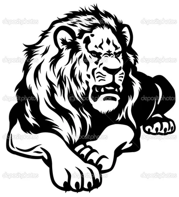 Лев черный белый — стоковая иллюстрация #33455945 | Black and white  illustration, Lion silhouette, Lion wall art