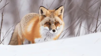 скрытое изображение лисы на снегу, рыжая лиса, которую я встретил зимой,  Хоккайдо Hd фотография фото фон картинки и Фото для бесплатной загрузки