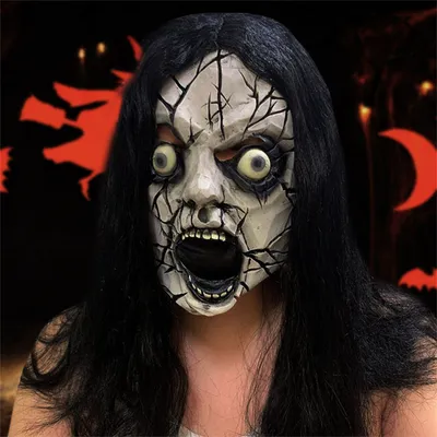 Маска призрачного лица для взрослых на Хэллоуин с реалистичным страшным  лицом с волосами, реквизитом для костюма для косплея - купить по доступным  ценам в интернет-магазине OZON (1182288748)