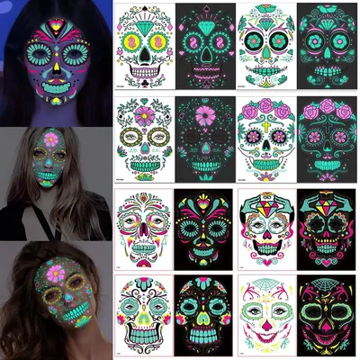 Наклейки с временной татуировкой для лица на Хэллоуин, светящиеся для  раскрашивания лица - купить по выгодным ценам в интернет-магазине OZON  (1151022896)
