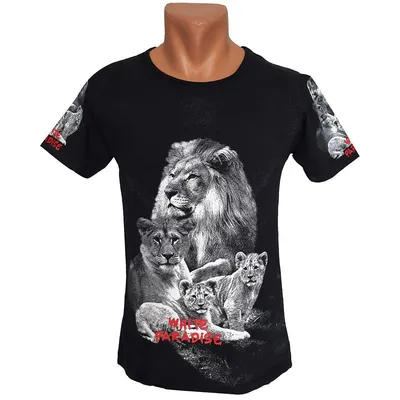 Мужская футболка с принтом «Портрет льва» - rabbitspace.ru