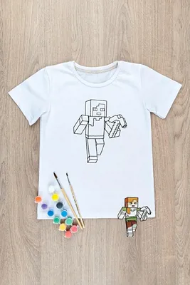 Детская футболка Майнкрафт голубого цвета недорого от интернат-магазина  Модняво.