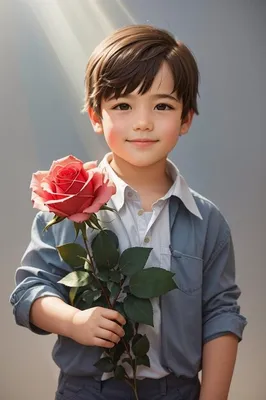 Мальчик с розой стоковое изображение. изображение насчитывающей упование -  50942881