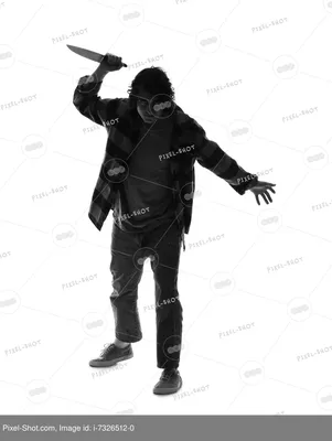 Силуэт маньяка с ножом на белом фоне :: Стоковая фотография :: Pixel-Shot  Studio