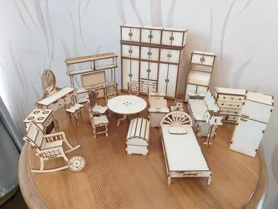 Кукольная мебель большая Alatoys деревянная 13 предметов в домик для кукол  для барби купить по цене 4958 ₽ в интернет-магазине Детский мир