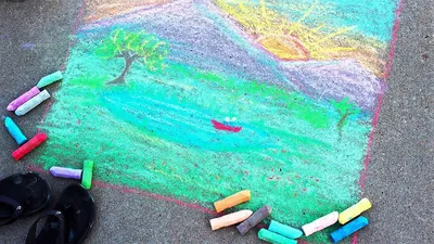 Рисование мелками на асфальте (3 фото). Воспитателям детских садов,  школьным учителям и педагогам - Маам.ру