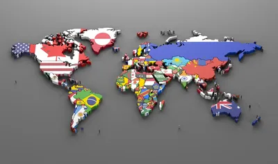 Изображение Карта мира из флагов стран Карты
