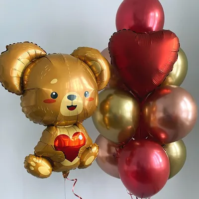 Купить Плюшевые медведи коричневый мишка с сердцем, купить в дополнение к  букету с бесплатной доставкой по Москве в интернет-магазине FlowerGett