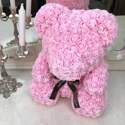 Розовый мишка из роз за 1 490 руб. | Бесплатная доставка цветов по Москве