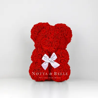Красный мишка из роз размером 25 см от Notta Belle