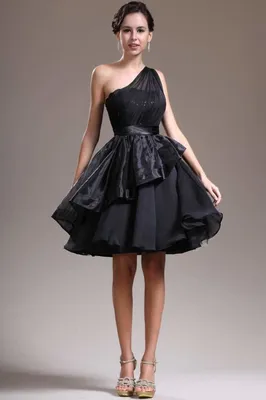 Черное короткое платье на запах с розами - 1490 - JK-Fashion