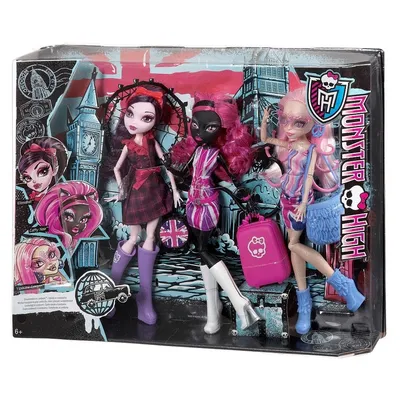 Фестиваль Кукол - Набор из 3 кукол MONSTER HIGH Монстры в Лондоне -  Элизабет, Кетти Нуар и Вайперин