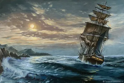 Картины: Морской пейзаж. Корабль в интернет-магазине Ярмарка Мастеров по  цене 4000 ₽ – M70OWBY | Картины, Бугульма - доставка по России