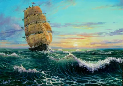 Обои Живопись Корабли Парусные Волны Море Andrew Lyakh, Fresh breeze  Картинка #424792 Скачать | Парусник рисунок, Картины с океаном,  Лодочноеискусство