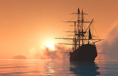 Фотографии Море корабль Рассветы и закаты Парусные