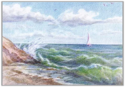 Горы море карандашом Как нарисовать карандашом пейзаж - YouTube