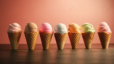 Фотография Разноцветные Мороженое Вафельный рожок Еда Ягоды