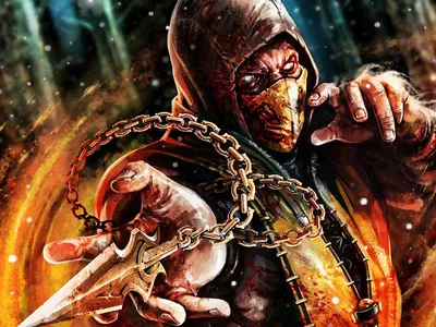Купить постер (плакат) Mortal Kombat: Scorpion на стену (артикул 110779)