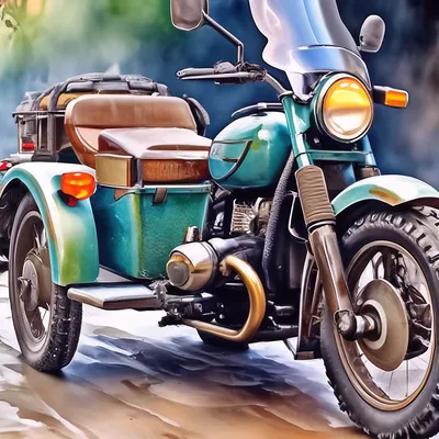 Покраска мотоцикла УРАЛ с коляской полиуретановой эмалью