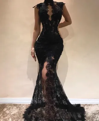 Кружевное вечернее платье для девушек, черное платье в южноафриканском  стиле с высокой горловиной и юбкой-годе, одежда для выпускного вечера и  вечеривечерние, 2023 | AliExpress