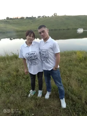Парные футболки премиум Счастливые муж и жена - Заказать печать на Moyamajka