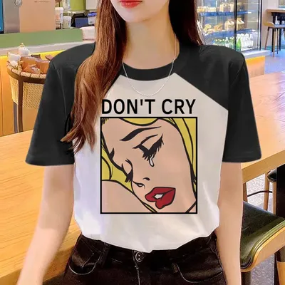 Футболки для девушек с надписью «Don't cry», Женская комиксная футболка,  забавная аниме одежда для девушек | AliExpress