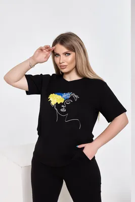 Женская футболка \"Украинская девушка\" Черная - MARALIS