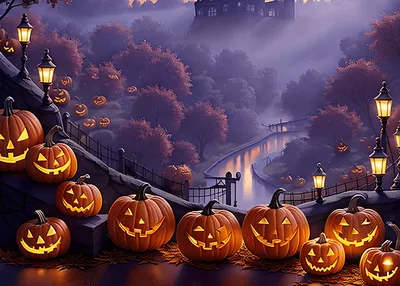 красивое фоновое изображение Хэллоуина с волшебно украшенными тыквами,  Хэллоуин фон, тыквы, тыква фон картинки и Фото для бесплатной загрузки