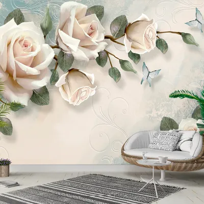 Фото Обои \"Розы и Лебеди с бабочками\" - Любой размер! Читаем описание!  (ID#1886519465), цена: 420 ₴, купить на Prom.ua