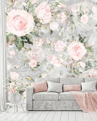 Фото обои розы 368x254 см 3D Искусственные пастельные цветы в стиле Бохо  (13998P8)+клей купить по цене 1200,00 грн
