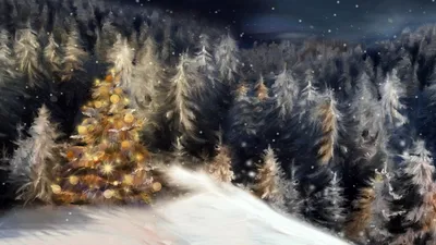 Картинки 2024 Рождество боке Елка снеге Шарики