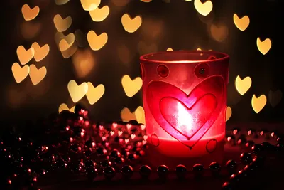 Фотографии День святого Валентина серце Стакан Свечи