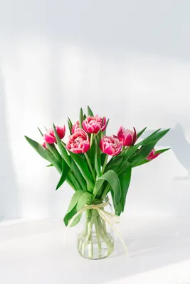 Скачать 3752x5628 тюльпаны, цветы, букет, розовый, ваза обои, картинки