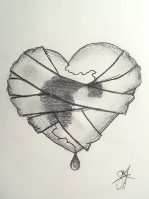 Рисунки для срисовки разбитое сердце - 88 фото
