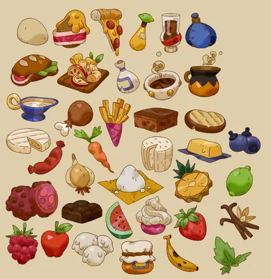 Еда нарисованная рукой иллюстрация вектора. иллюстрации насчитывающей еда -  44913927