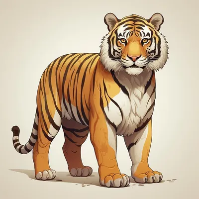 Нарисованный вручную векторный рисунок тигра - крупного хищного кота |  Премиум векторы