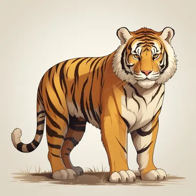 Нарисованный тигр на природе | Обои для рабочего стола